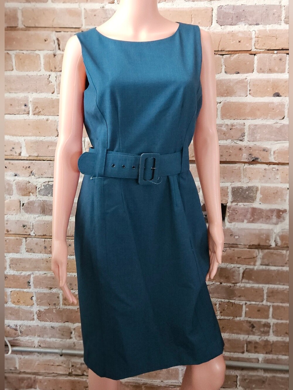 Calvin Klein Sleeveless Belted Midi Dress in Teal Size 10 NWT